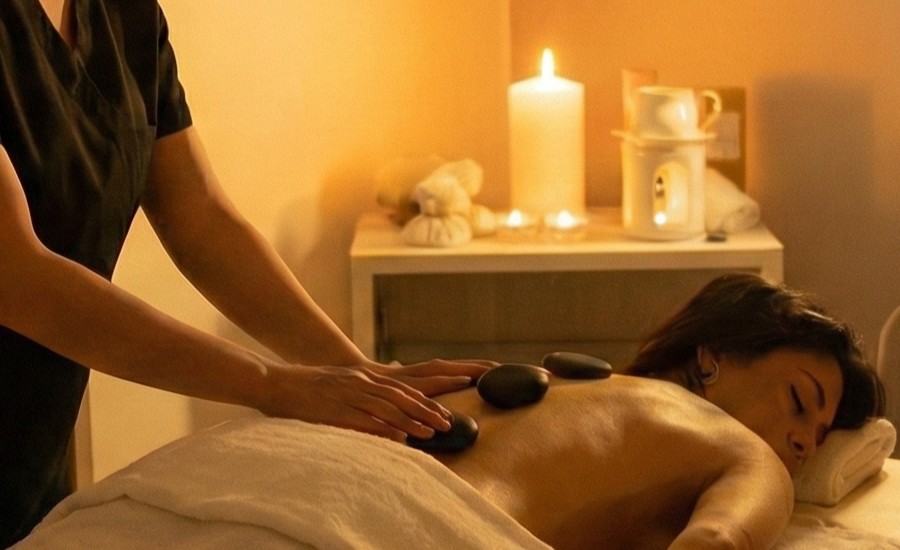 mujer recibiendo un masaje holístico